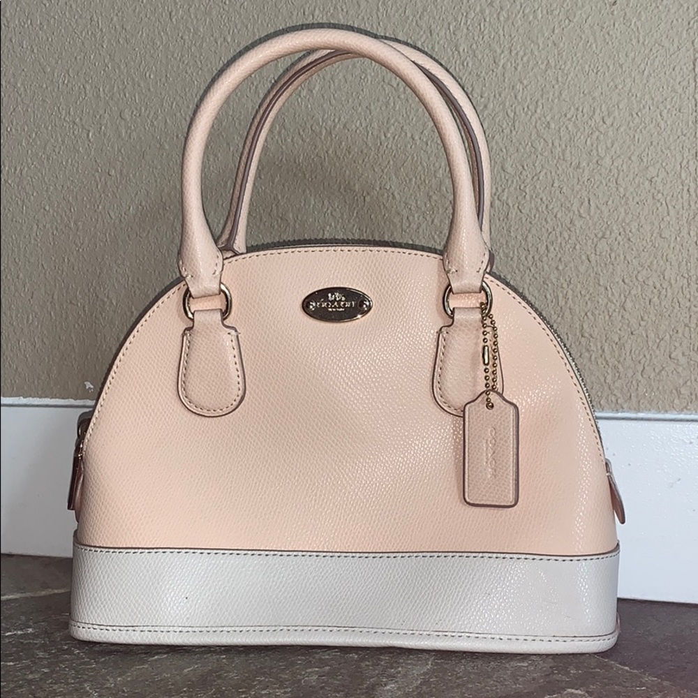 Coach Cora Domed Apricot/Chalk Leather Satchel
